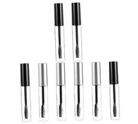 PACKOVE 8 Pièces Bouteilles de Mascara Vides Lot de Conteneurs Ronds Transparente avec Couvercles Noirs et Argentés Recharges Pratiques pour Voyage et Maison