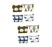 PACKOVE 8 Pièces Sac de Rangement Portable Toile Lot de Pochettes Zippées et Légères Design Mode avec Motifs Ours Baleine Hérisson et Forêt pour Cosmétiques et Petits Objets