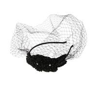 PACKOVE Accessoires de cheveux rétro voile première de mariée faire la fête pour femme Mariage perlé coiffe en maille de diamant coiffe maille coiffe de dame couvre-chef femme maille Noir