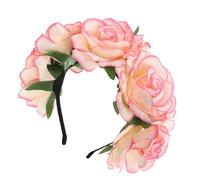 PACKOVE Bandeau de Fleurs 5 Roses Artificielles Rouges, Serrage-tête Léger et Confortable, Accessoire Cheveux Mariage Demoiselle D'honneur, Couronne de Fleur pour Fête, Saint-valentin