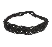 PACKOVE Bandeau Tressé Au Crochet Pour Femme Taille Unique En Coton Noir Respirant Coiffe Bohémienne Réglable Pour Mariage, Sport Et Usage Quotidien