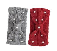 PACKOVE Bandeaux D’automne En Tricot Torsadé Pour Femmes, Bandeau Cache-oreilles Extensible, Accessoires Nœud En Ruban Et Perles, Lot De 2 Couleurs, Chaleur Et Confort Hiver