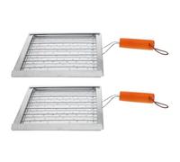PACKOVE Barbecue Portable 2pcs en Acier Inoxydable avec Support à Tortillas Perforé et Poignée en Bois, Résistant la Chaleur, pour Grillades en Plein Air et Pique-niques