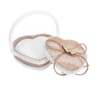 PACKOVE Boîte à Bagues de Mariage Portable en Lin Coton et Polyester Poignée, Style Rustique Naturel pour Cérémonies et Célébrations, Coussin Alliances Réutilisable