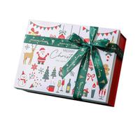 PACKOVE Boîte Présent de Noël Boîte à Présents en Papier Couvercle Amovible sans Assemblage Design Nœud Élégant Blanche pour Emballage et Fêtes de Noël