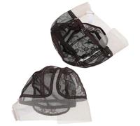 PACKOVE Bonnet de Postiche en Dentelle Noir Couvrant Entièrement 2 Pièces Maille Résistante, Ajustable avec Sangles Élastiques pour Photos Professionnelles et Fabrication de Perruques