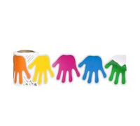 PACKOVE Bordure Décorative Mains Colorées Adhésive pour Tableau | Rouleau, Papier Couché, Application Facile, Usage Notice Display et Bulletin Board, 20 Mètres