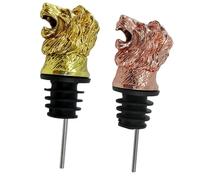 PACKOVE Bouchons Verseurs à Vin en Alliage de Tête de Lionceau, Lot de 2 Pièces, Légers et Créatifs, Maison Fêtes