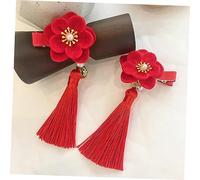 PACKOVE Boucles D'oreilles De La Dynastie Épingle Accessoires De Filles Agrafe Rouge Enfants Gland Pince à Cheveux Pour Vêtements Chinois Han