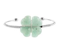 PACKOVE Bracelet Manchette Trèfle à Quatre Feuilles en Cristal Pur, Ajustable, Argenté, Bijou Femme Élégant pour Présent D’anniversaire et Occasions Spéciales, Accessoire Chance et Style