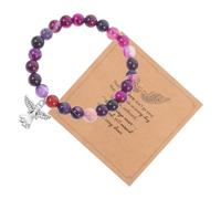 PACKOVE Bracelet Perlé Commémoratif Violet En Pierre Naturelle, Ensemble, Pour Condoléances Et Souvenirs, Accessoire De Sympathie Pour Perte D’cher