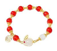 PACKOVE Bracelet Rouge Perlé pour Femmes Lapin Accessoire Mode Anniversaire Maman Charme