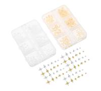PACKOVE Breloques Dorées et Argentées pour Ongles Mini Étoiles et Clous Métalliques Accessoires de Manucure DIY pour Décoration Ongles