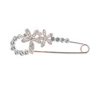 PACKOVE Broche de Sécurité en Métal Argenté, Broche Fleur en Cristal Pierres Lumineuses, Accessoire pour Femme à Porter sur Pull ou T-Shirt