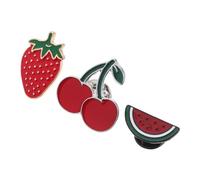 PACKOVE Broches Fruits Émaillés Pastèque Fraise Cerise Couleur Vive 3 Pièces Accessoire Femme Mode Été Vêtements Mignon Léger Polyvalent