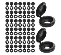 PACKOVE Cache-vis Articulés en Plastique Noir M4, Lot de 200 Pièces Rondelle Intégrée, Cache-trous Décoratif pour Vis, Protection Industrielle pour Meubles et Assemblages Industriels