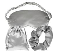 PACKOVE Cache-yeux en Soie 3 Pièces Cordon pour Cheveux et Paquet de Rangement, Masque de Sommeil Apaisant Sommeil Rapide, pour Voyage et Maison