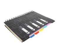PACKOVE Cahier à Spirale A5 Noir avec Onglets, Pp et Papier, Usage Travail | Couverture Rigide, Format Compact pour Notes, Anneau Métallique, Style Moderne, pour Archives Familiales