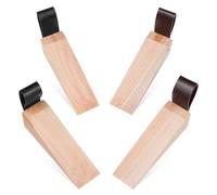 PACKOVE Cale de Porte en Bois Antidérapante 4 Pièces avec Patin Antidérapant, Bloque-Porte Solide et Portable pour Portes Lourdes, Peut être Suspendue la Poignée