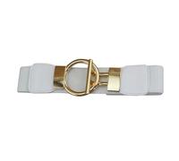 PACKOVE Ceinture Large Femme Blanche Élastique Avec Boucle Ronde Dorée Ceinture Cinch Pu Bande Lombaire Décorative Pour Robe Pantalon Et Jean