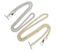 PACKOVE Chaîne de Montre de Poche en Fer Argenté Rétro avec Barre en T, Haute Endurance et Texture Visible, pour Jeans, Lot de 2 Pièces Unisexe