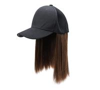 PACKOVE Chapeau Perruque Femme Une Pièce Perruque Droite Courte Avec Bonnet De Baseball Accessoire De Cheveux Fibres Résistantes à Haute Température Noir Châtain