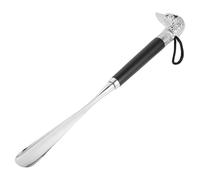 PACKOVE Chausse-pied Métal 32 Cm à Long Manche Ergonomique Tête Canard Argentée et Manche Noir, Outil de Levage de Chaussures pour Personnes Âgées et Femmes Enceintes, Aide-chausseur