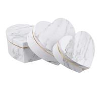 PACKOVE Coffret Présent Forme de Cœur en Marbre Blanc 3 Pièces Couvercle Petite Boîte de Rangement pour Emballage et Occasions Spéciales