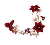 PACKOVE Coiffe des fleurs rouges Mariage couvre-chef de mariée casque floral accessoires de cheveux de fleurs décoration Couvre-chefs de mariée bandeau fleur mariée casque de fleur alliage