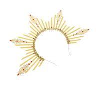 PACKOVE Coiffure de rayon de soleil bandeau or coiffes de mariée pour mariage bandeau soleil veille coiffure femmes casque de déesse du soleil plastique métal Yellow