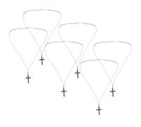 PACKOVE Collier Croix en Bois Lot de 6 Pendentif Crucifix Chrétien Unisexe Bijou Religieux Naturel pour Homme et Femme Accessoire Spirituel pour Voiture et Église Présent Baptême Noël