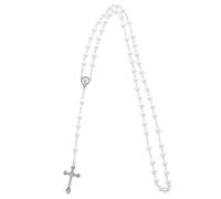 PACKOVE Collier De Chapelet Perles Blanches Pour Femmes Élégance Religieuse Avec Croix Pour Célébrations Et Prières