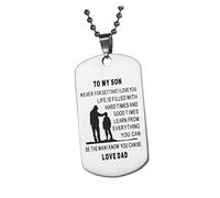 PACKOVE Collier Militaire à Pendentif Plaque D'identité en Acier Inoxydable pour Fils, Présent Papa, Style Dog Tag, Usage Quotidien, Finition Polie Lisse