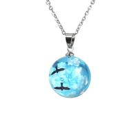 PACKOVE Collier Pendentif Oiseau en Métal Argenté Court et Léger Couleur Bleu Ciel Design Créatif et Vintage Collier Simple pour Femme Présent pour Usage Quotidien et Sorties