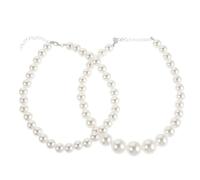 PACKOVE Collier Ras du Cou Femme Vintage Grandes Perles Blanches, Double Rangée Légère en Plastique et Alliage, Élégant pour Soirées et Fêtes