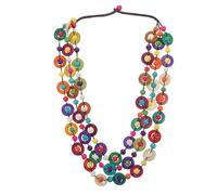 PACKOVE Collier rétro pour femmes, pendentif en coquillage de noix de tricoté à la main, perles en bois, bijou multicolore pour la plage, dames et filles, 21,65 pouces