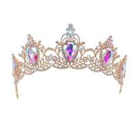 PACKOVE Couronne de Cheveux de Mariage Baroque en Alliage Strass Goutte D'eau Colorés, Serrage-tête Léger pour Mariée, Accessoire Coiffure Élégant pour Bal et Fête