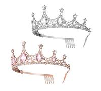 PACKOVE Couronne de Mariage pour Mariée en Alliage et Strass, Design Délicat et Port Stable, Accessoire Cheveux Élégant pour Banquet et Fêtes de Noël, Lot de 2 Pièces