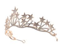 PACKOVE Couronne De Mariée Couronne De Performance Taille Unique Coiffe Ornée De Cristaux Princesse Héritière Mariage Fêtes Étoiles Doré