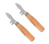 PACKOVE Couteaux à Huîtres en Bois Antidérapant Lot de 2 en Acier Inoxydable Outils D'ouverture pour Fruits de Mer, pour Dîner et Barbecue
