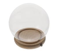 PACKOVE Couvercle en Verre Transparent Base Lumineuse en Bois pour Affichage de Fleurs Éternelles, Décoration Élégante pour Étagère et Diverses Occasions