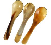 PACKOVE Cuillères à Café Élégantes Lot de 3 en Corne Naturelle, Cuillères à Dessert de 14 Cm, Faciles à Laver, pour Usage Domestique et Boutique de Desserts