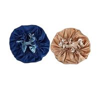 PACKOVE en Satin Double Couche 2Pcs Bonnets de Nuit et Respirants pour Cheveux Taille Unique Accessoire de Voyage