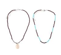 PACKOVE Ensemble de 2 Colliers Coquillage Ajustables en Plastique Perles Colorées, Style Plage Bohème Confortable pour Femmes Lors de Vacances Insulaires