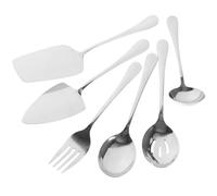 PACKOVE Ensemble de 6 Pièces de Cuillères et Fourchettes en Acier Inoxydable Argenté, Ustensiles de Service Élégants pour Buffet et Réception à Domicile, Lavables Lave-vaisselle