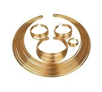 PACKOVE Ensemble de Bijoux Africains Doré pour Femmes Collier Boucles d'Oreilles Bague et Bracelet Style Tribal pour Mariage Fête et Événements Festifs