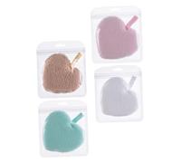 PACKOVE Éponge Démaquillante Cœur Visage 4 Pièces Couleurs Assorties Exfoliante Douce Peau Sensible Usage Quotidien Ficelle Suspendue