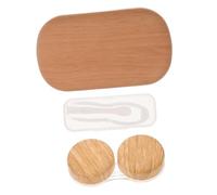 PACKOVE Étui à Lentilles 1 Set, Plastique Aspect Cuir, Double Compartiment | Miroir Intégré, Joint Caoutchouc Anti-fuite, Petit Boîtier Séparé Clip et Tige D'aspiration