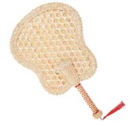 PACKOVE Éventail de Paille Unique Tissé la Main en Matière Naturelle Beige, Ventilateur Portable pour L'été Résistance, pour Plage et Décoration Estivale