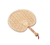 PACKOVE Éventail Rond Ventilateur Léger sans Bavure en Feuilles de Quenouille Tissé la Main Accessoire Élégant et Portable pour Décoration D'été et Plage